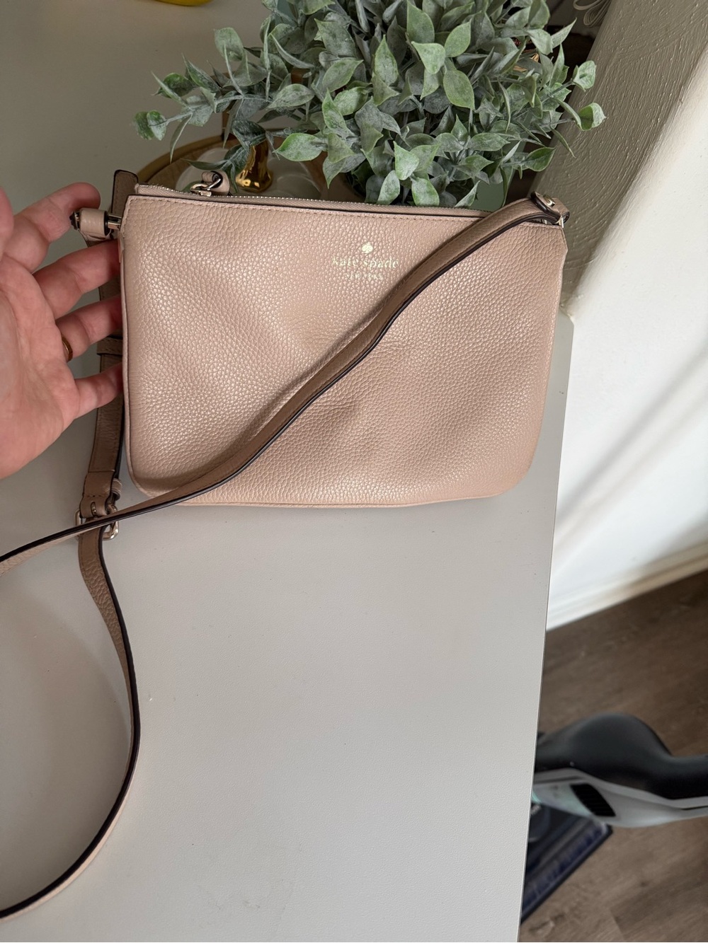 kate spade Pebbled Leather Crossbody in Light Blush